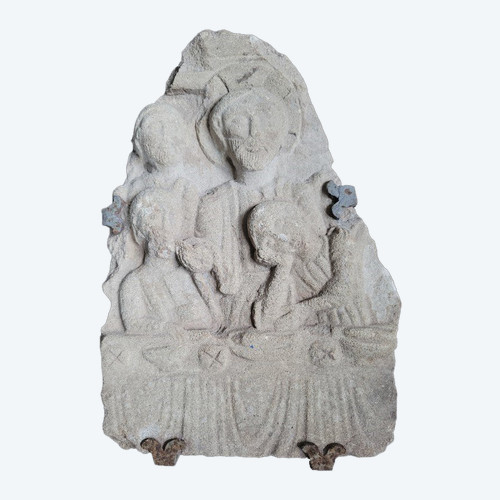 Fragment of high stone relief depicting Christ during the scene.