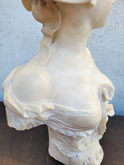 Ant Nelson, Bust of a Woman, Alabaster, Late 19th Century