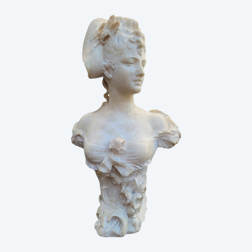 Ant Nelson, Bust of a Woman, Alabaster, Late 19th Century