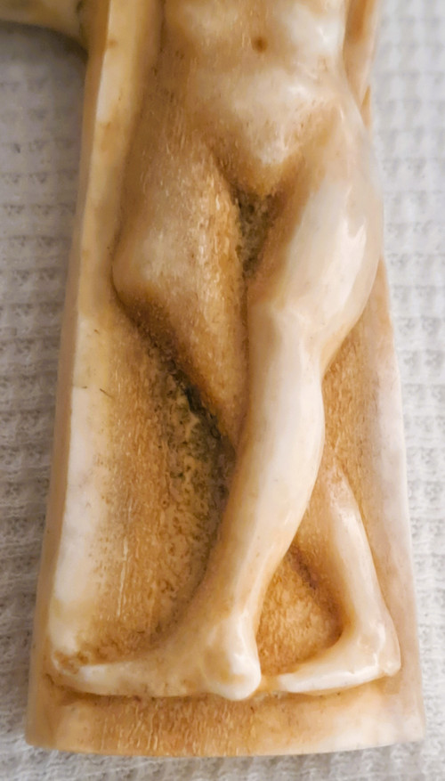 Erotic bovine bone carved cane knob