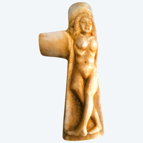 Erotic bovine bone carved cane knob