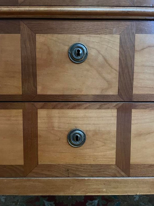 Louis XVI period chest of drawers in walnut and cherry wood Restored