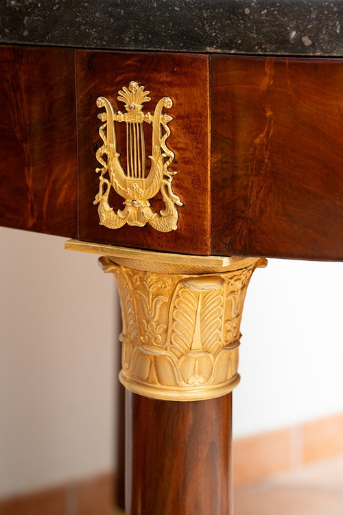 Antique Empire Table in Mahogany Feather France 19th Century.