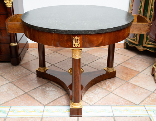 Antique Empire Table in Mahogany Feather France 19th Century.