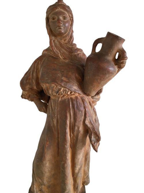 Terracotta sculpture, Orientalist Woman, by Léon Fouquet