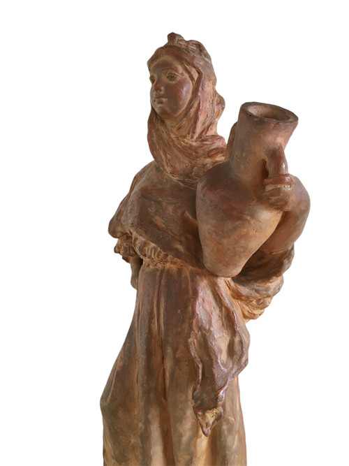 Terracotta sculpture, Orientalist Woman, by Léon Fouquet