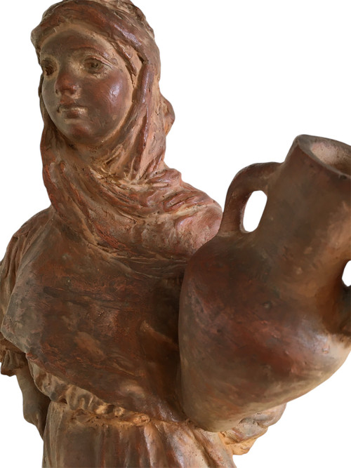 Terracotta sculpture, Orientalist Woman, by Léon Fouquet