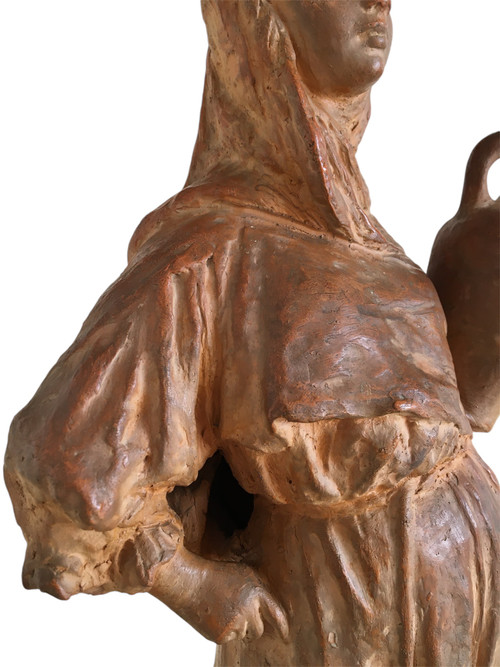 Terracotta sculpture, Orientalist Woman, by Léon Fouquet