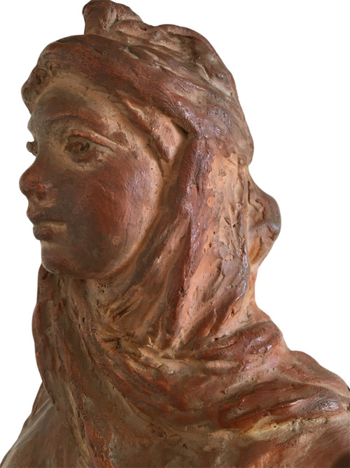 Terracotta sculpture, Orientalist Woman, by Léon Fouquet