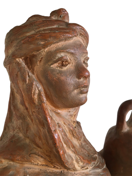 Terracotta sculpture, Orientalist Woman, by Léon Fouquet