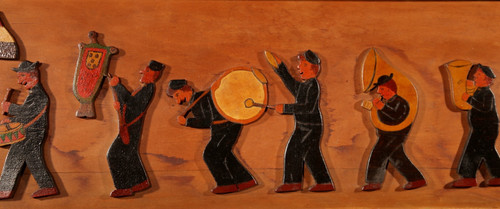 Amusing Dutch Brassband/Fanfare Type Of Jigsaw Woodwork Relief Painting.