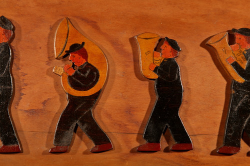 Amusing Dutch Brassband/Fanfare Type Of Jigsaw Woodwork Relief Painting.