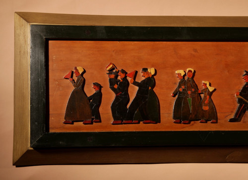 Amusing Dutch Brassband/Fanfare Type Of Jigsaw Woodwork Relief Painting.