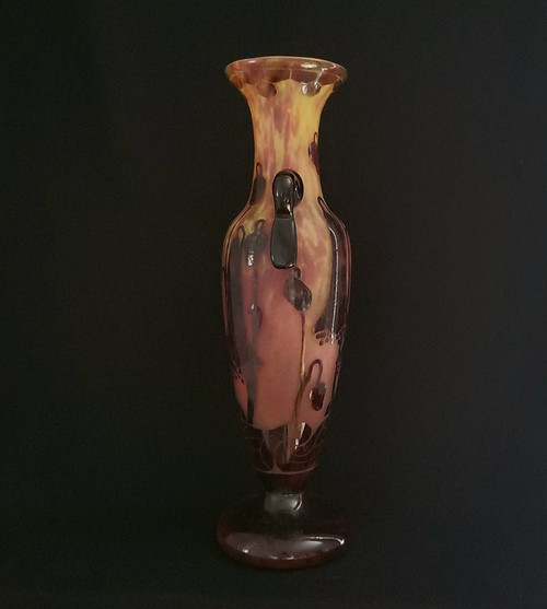 SCHNEIDER vase Orchidées signed Le Verre Français 1924-1927