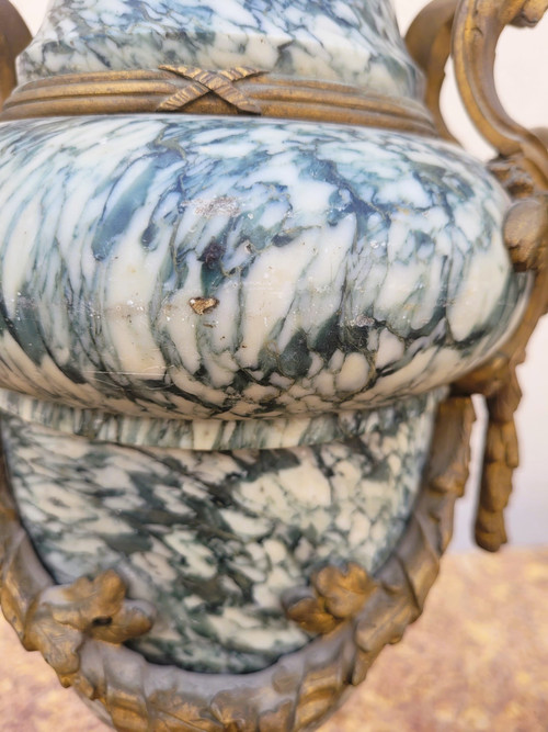 Pair Of Marble And Bronze Cassolettes, 19th Century