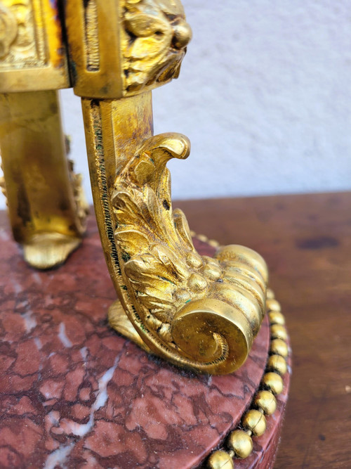 Pair Of Red Marble And Bronze Cassolettes, 19th Century