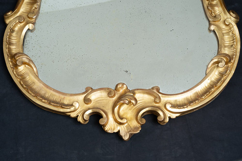 Antique Napolitan Louis Philippe Gilded Wood Mirror. 19th Century.