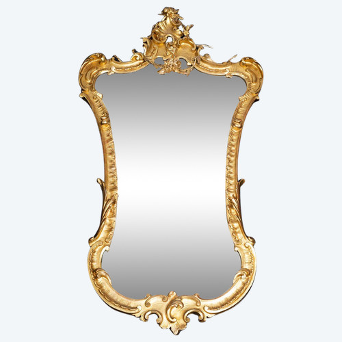 Antique Napolitan Louis Philippe Gilded Wood Mirror. 19th Century.