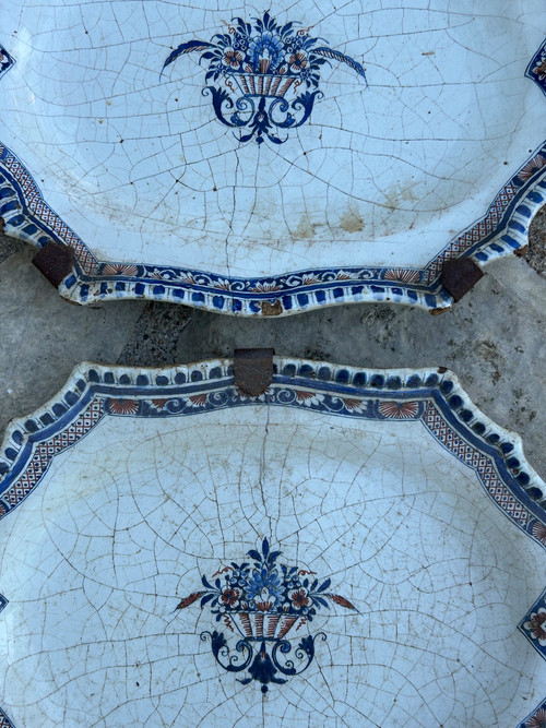 Pair Of 18th Century Rouen Polychrome Earthenware Plates