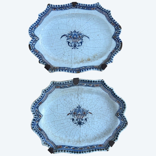 Pair Of 18th Century Rouen Polychrome Earthenware Plates