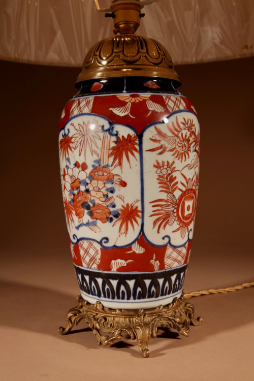  Tischlampe aus japanischem Porzellan Imari Circa 1900