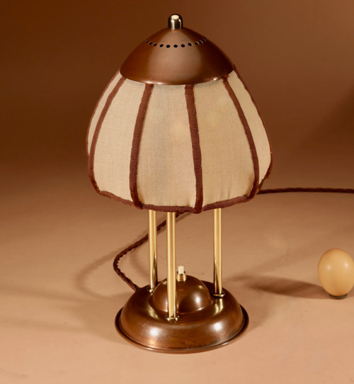  Rare brass and patinated copper table lamp by the Amsterdam School, circa 1900-20