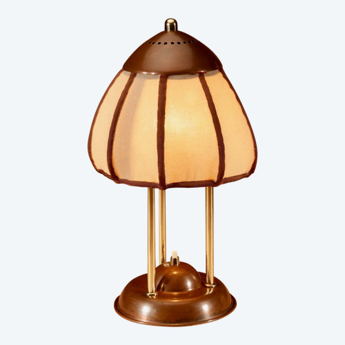  Rare brass and patinated copper table lamp by the Amsterdam School, circa 1900-20