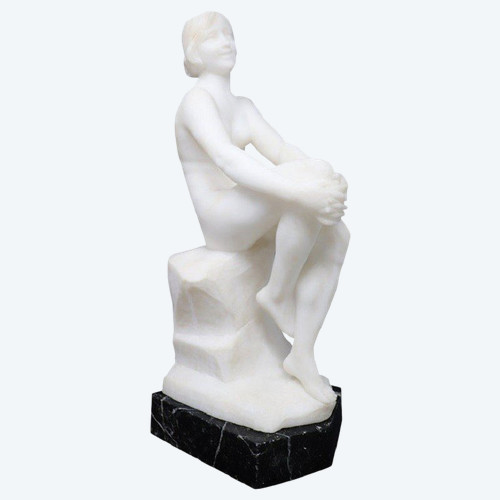 Scultura Art Deco in marmo bianco, anni '20