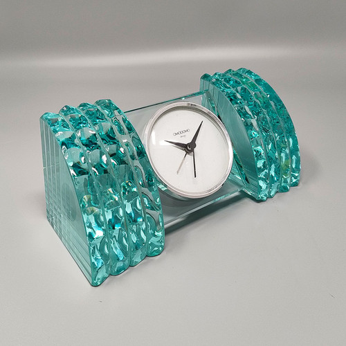 1970s Astonishing Table Clock by Omodomo in Crystal. Made in Italy