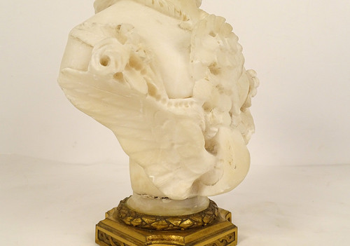 Sculpture Bust Alabaster Cipriani Young Elegant Woman Art Nouveau 19th century