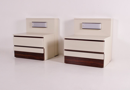 Pair of luminous secret bedside tables.