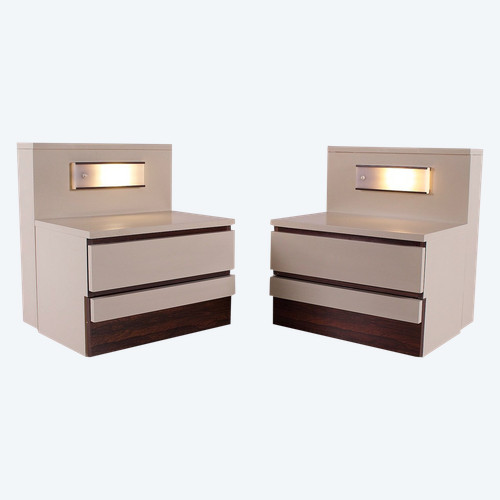 Pair of luminous secret bedside tables.