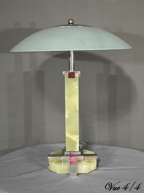 Lampe aus Onyx und Chrom, Art Deco - 1930