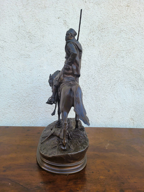 Pj Mêne, Chasseur Africain, Bronze Signé, XIXème Siècle