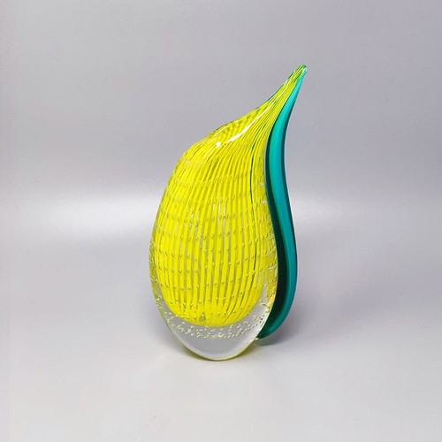 Étonnant vase jaune et vert de Rosenthal en verre de Murano datant des années 1960. Fabriqué en Italie