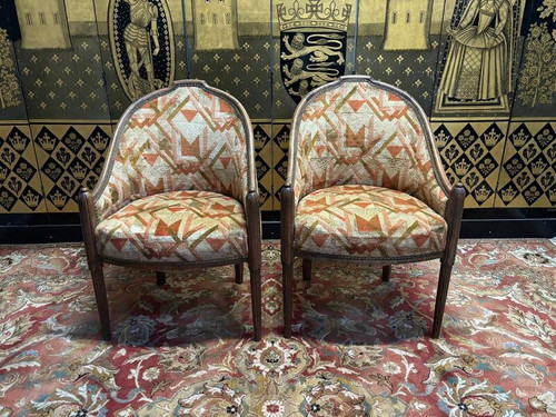 Pair of Art Deco period gondola armchairs