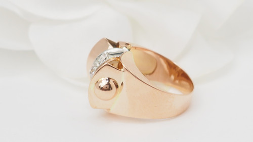 Tank-Ring aus Roségold mit Diamanten