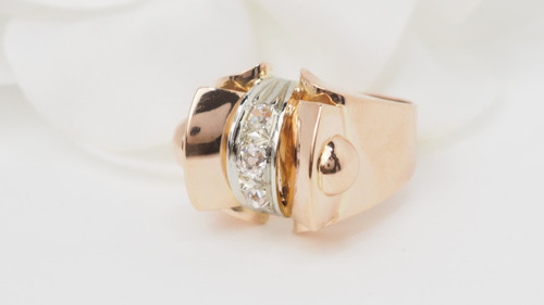 Tank-Ring aus Roségold mit Diamanten