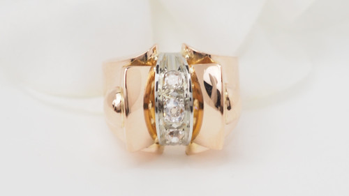 Tank-Ring aus Roségold mit Diamanten