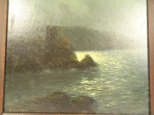 HSP Clair-obscur Vincent Ambrosini Paysage Nocturne Bord Mer Corse 20th century