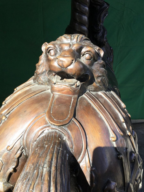 Bronzestatue, Karussellpferd mit brauner Patina XX.