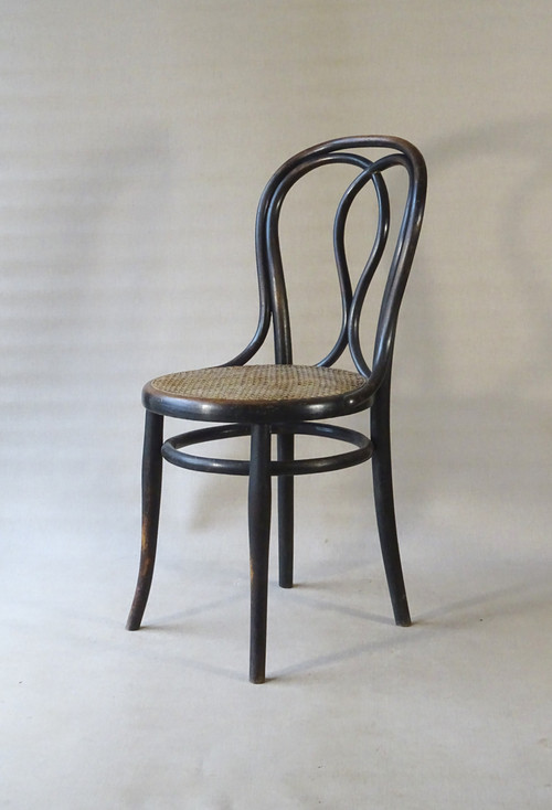 Chaise bistrot Thonet N°29/14, 1882 cannage ancien.Noir Empire