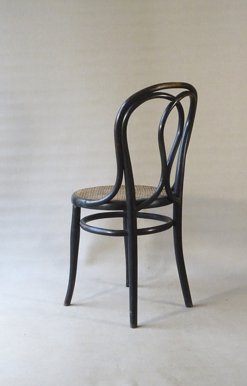 Chaise bistrot Thonet N°29/14, 1882 cannage ancien.Noir Empire