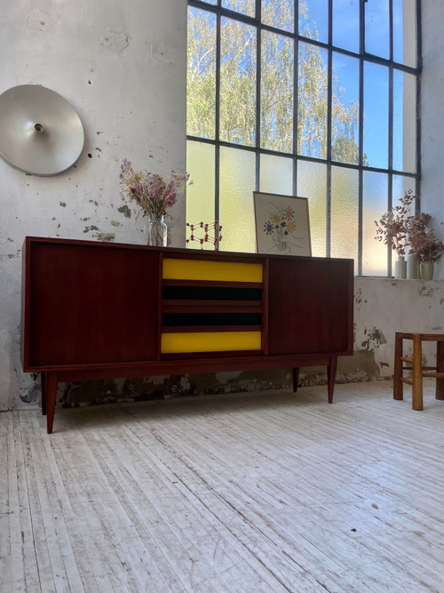 Skandinavisches modernistisches Sideboard aus Teakholz mit 4 Schubladen