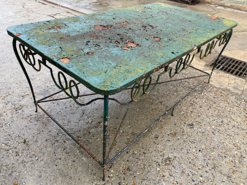 Console / Table De Présentation En Fer Forgé 1940 Attributed to René Drouet (1899-1993)