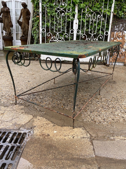 Console / Table De Présentation En Fer Forgé 1940 Attributed to René Drouet (1899-1993)