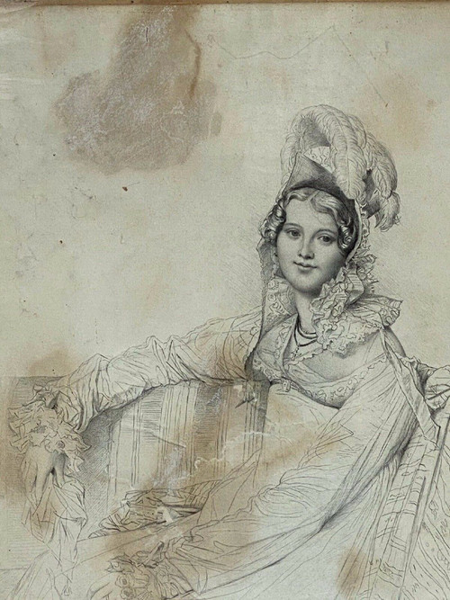 Incisione di Jean Coraboeuf Madame Destouches disegnata da Ingres