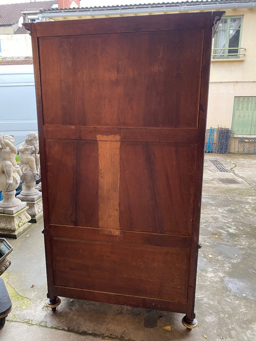 18th Century Louis XVI Period Guillotine Desk In Flamed Mahogany And Brass Joncs