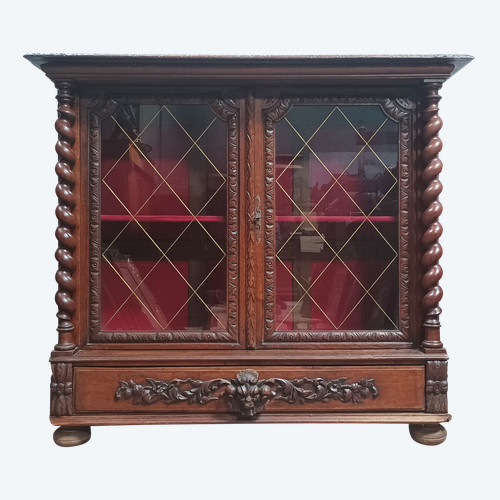 Vitrine Louis XIII en chêne