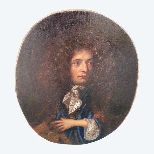 Portrait D'homme à La Perruque époque Louis XIV, Dentelle